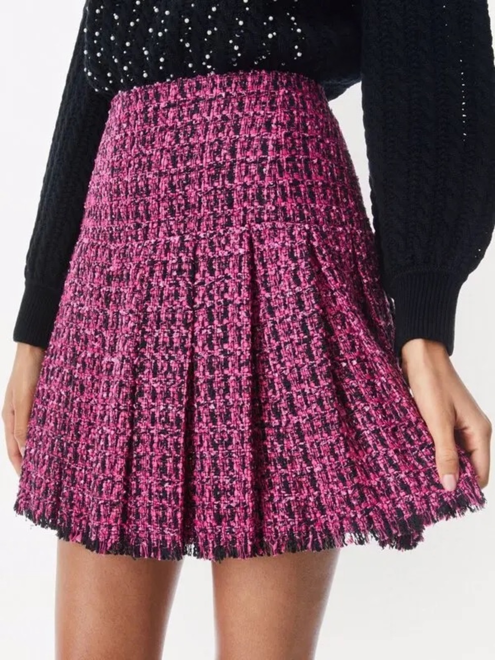 Alice + Olivia Emilie Tweed Box-Pleat Mini Skirt